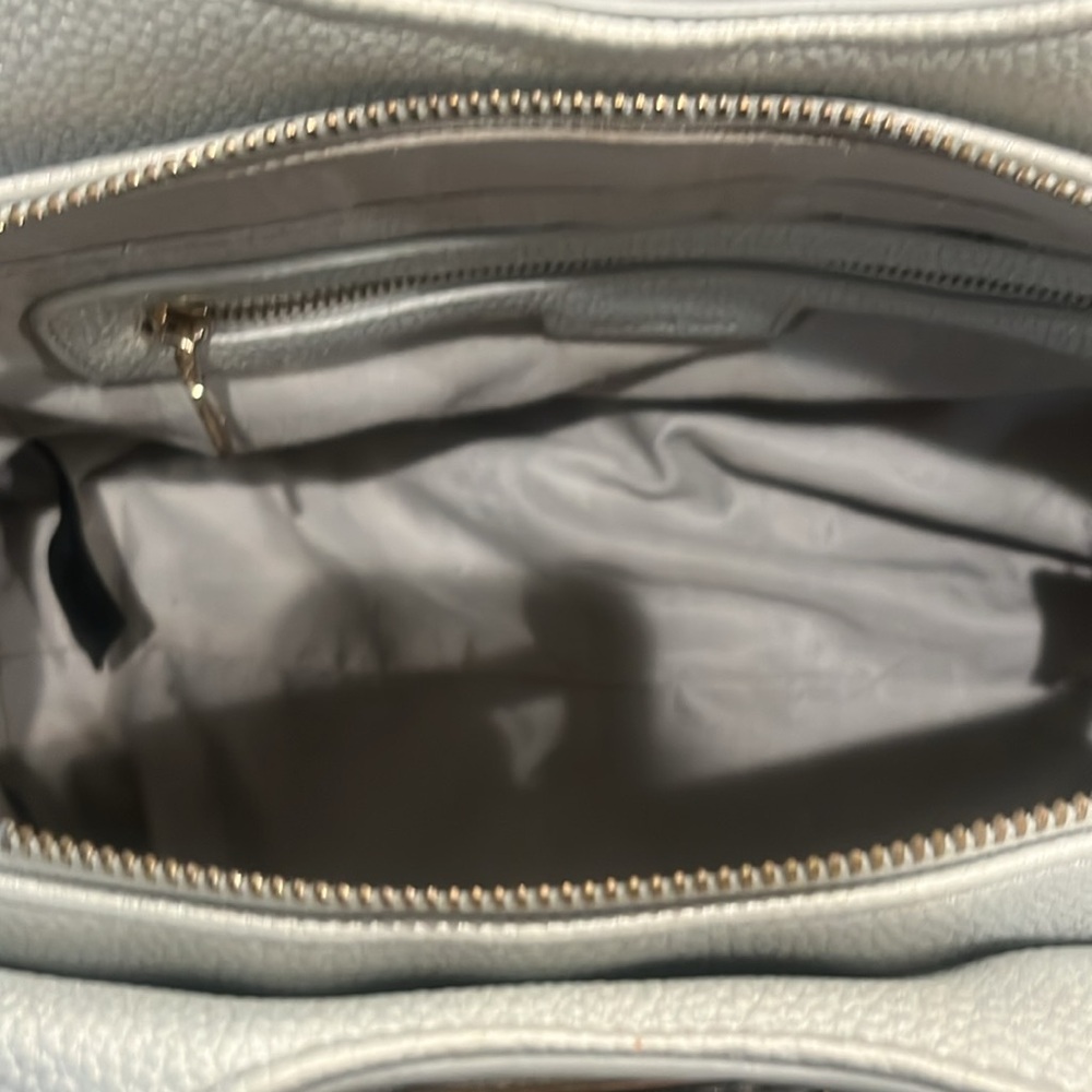 Bebe Natalie Satchel Purse silver and golds accents. - Picture 6 of 11